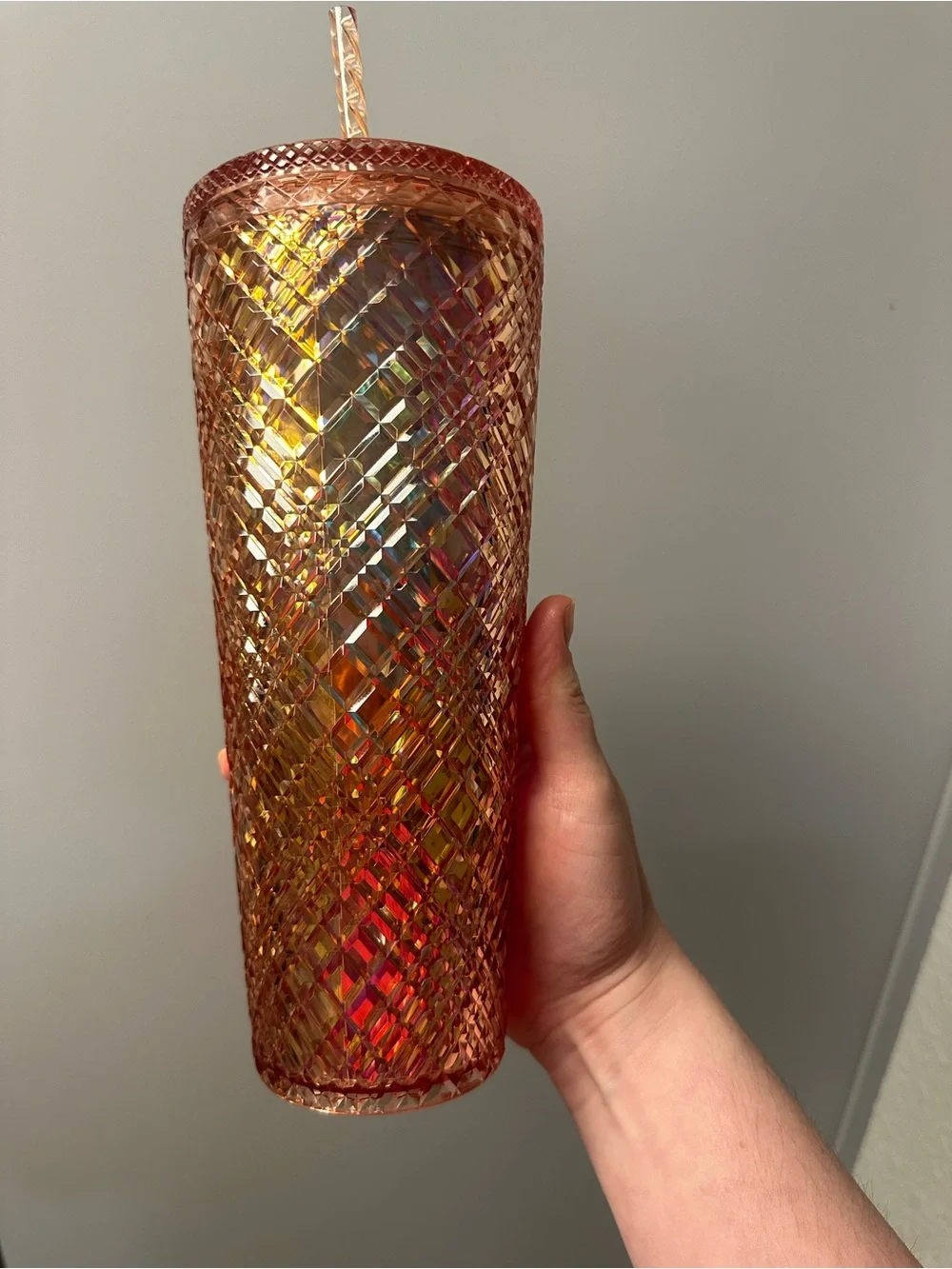 Starbucks Rose Gold Iridescent Studded Tumbler with Straw